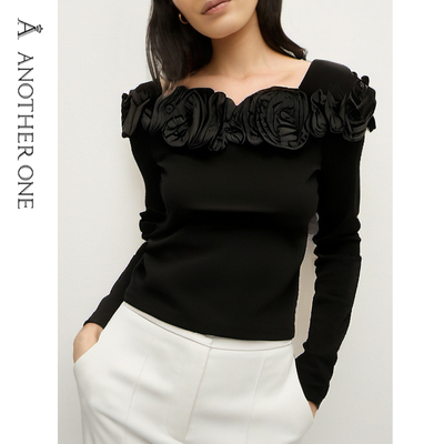 法式气质一字肩上衣针织小衫