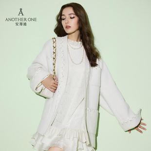 ANOTHER 外套羊绒外套 ONE安那迪慵懒小香风双面呢大衣千金风法式