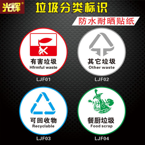 有害其它垃圾桶可回收物餐厨标识