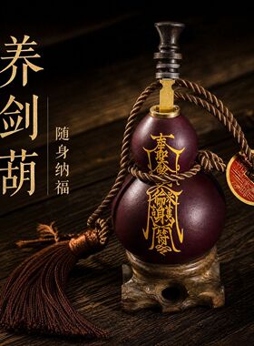 养剑葫芦剑来同款小件配件成品文玩木刻字手把件摆件铜镶口