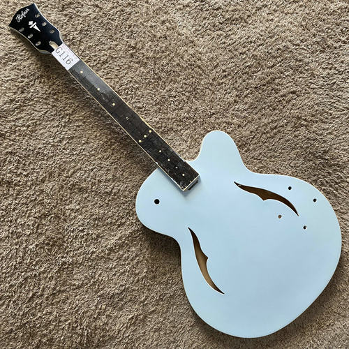 Hofner 超薄体半空心爵士吉他Jazz 缺配件 库存微瑕无品丝薄荷蓝