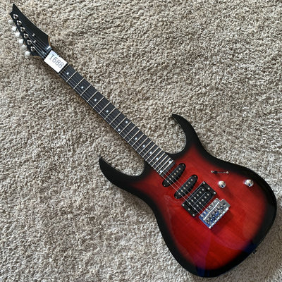 出口库存 电吉他枫木虎纹 单摇24品 渐变红黑 IBZ 款式 微瑕初学