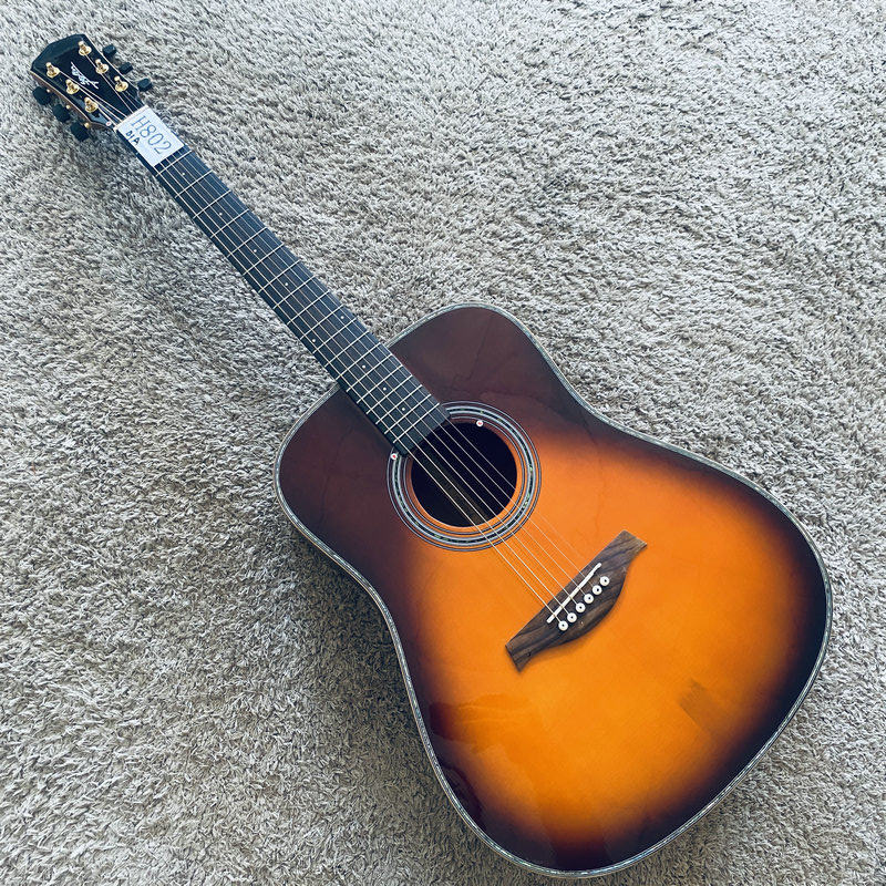 Vintage 41英寸云杉桃花芯民谣木吉他全单板日落色 圆角库存微瑕