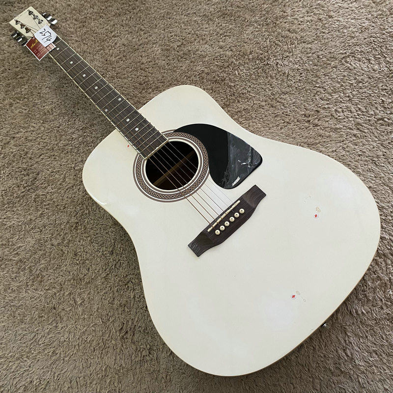 美国 Johnson 詹森 原声民谣木吉他合板 41寸初学入门白色微瑕