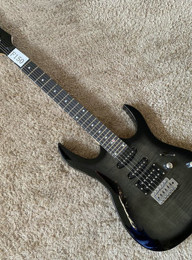 出口库存 电吉他枫木虎纹 单摇24品 透明黑色 IBZ 款式 微瑕初学