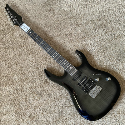 出口库存 电吉他枫木虎纹 单摇24品 透明黑色 IBZ 款式 微瑕初学