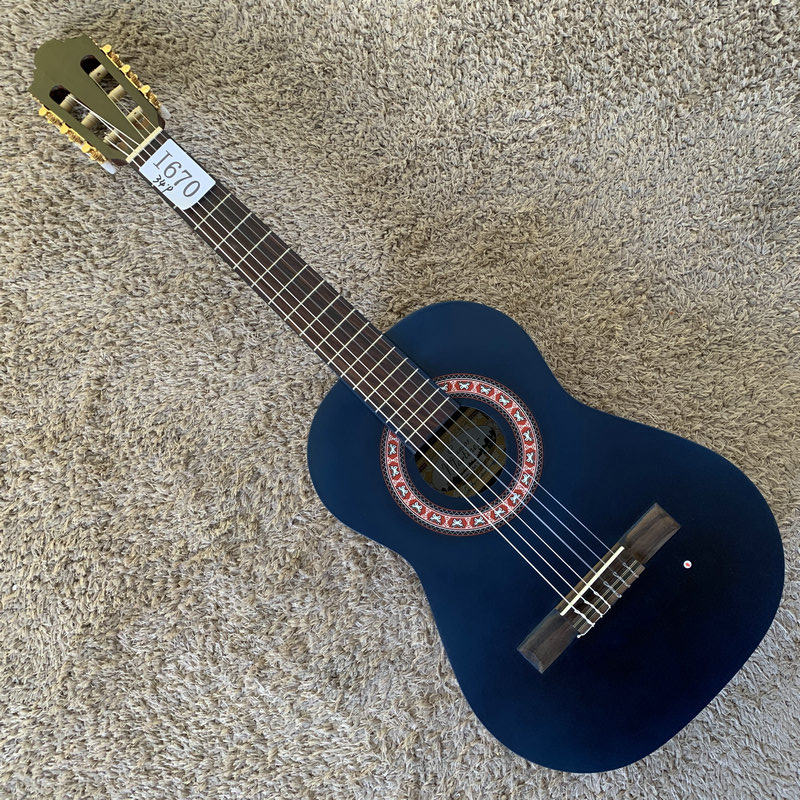 Santos Martinez 云杉桃花芯古典吉他合板34英寸儿童旅行蓝色微瑕