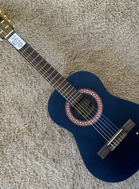 Santos Martinez 云杉桃花芯古典吉他合板34英寸儿童旅行蓝色微瑕
