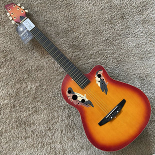 樱花 Sakura 奥威逊款式民谣吉他 圆背库存樱桃渐变色装饰道具琴