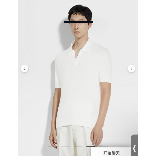 100天丝极简风男士短袖翻领POLO衫白色商务休闲针织T恤夏季