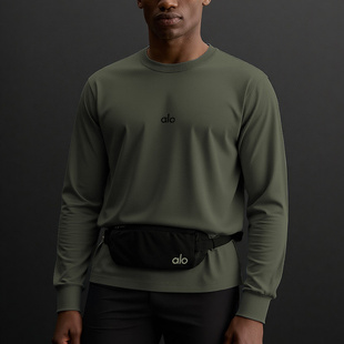 圆领长袖 alo 小字母男士 新款 T恤休闲运动速干上衣 2025秋季