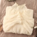 内搭加绒半高领打底衫 2023新款 白色上衣 女冬季 木耳边蕾丝雪纺衫