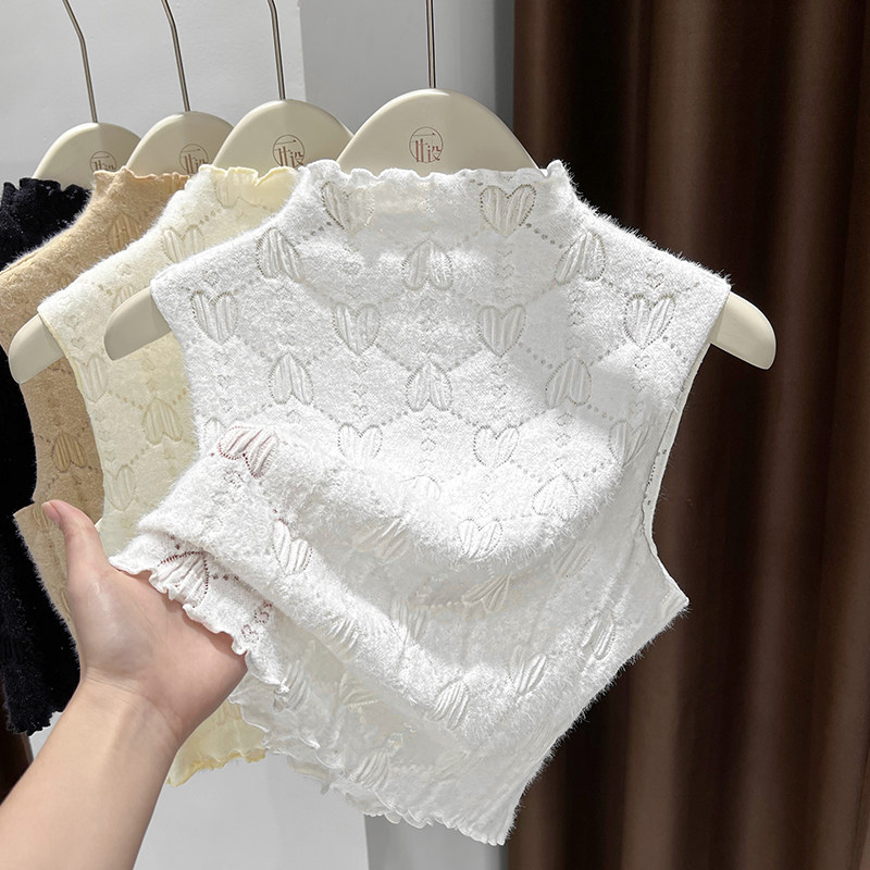 白色爱心蕾丝无袖打底衫女秋冬磨毛保暖毛衣内搭半高领叠穿假领子,服饰配件/皮带/帽子/围巾,假领,淘宝优惠券,粉丝福利购,淘宝优惠卷