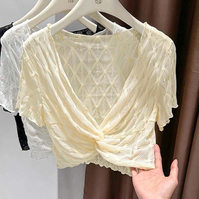 纯欲蕾丝网纱防晒罩衫女