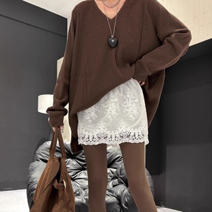 白色打底裤遮小屁帘子叠穿搭配秋冬围裙防走光蕾丝白色遮臀叠穿A