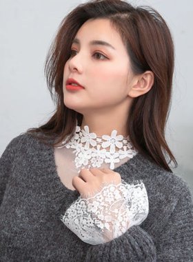 蕾丝喇叭袖百搭风网纱很仙打底衫