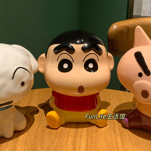 可爱卡通蜡笔小新陶瓷存钱罐摆件
