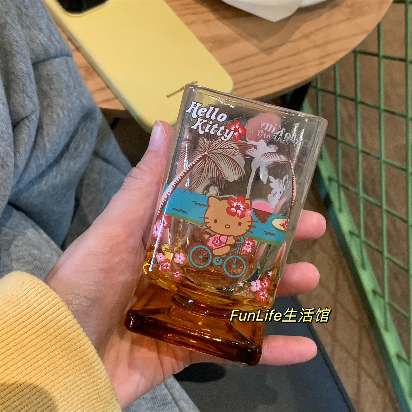 FunLife生活馆 中古风假日Kitty玻璃杯酒杯咖啡杯复古少女心水杯
