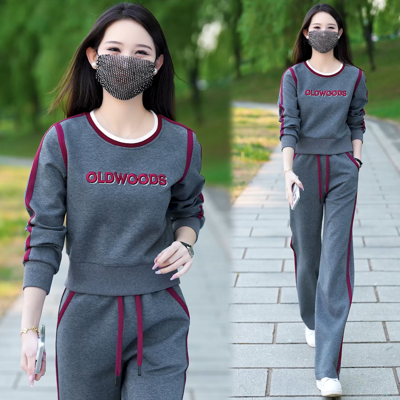 韩版运动服套装女2025春秋季新款时尚减龄妈妈装宽松休闲服两件套
