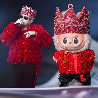 权志龙演唱会同款适用拉布布娃衣一二三代labubu玫瑰皇冠公仔套装