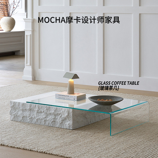 意式 极简侘寂风洞石茶几现代轻奢设计感高级感客厅家用可伸缩桌子