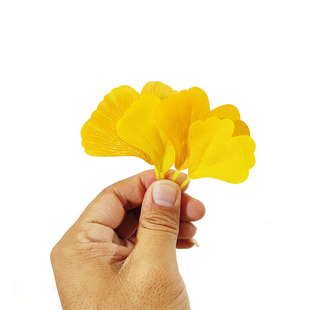 仿真植物单片黄色绿色银杏叶布艺 摄影电影道具 秋色落叶银杏树叶