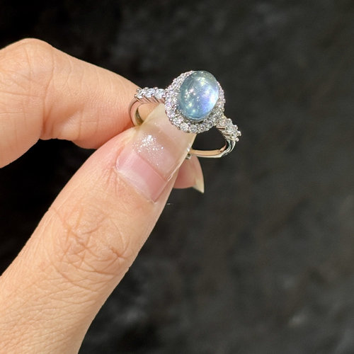 星运海蓝宝冰透椭圆女戒轻奢