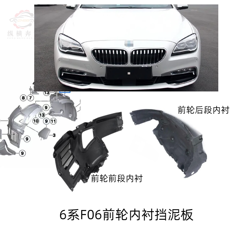 6 Series F06 front bumper, front wheel liner, F12 fender, fender, fender, rear triangular plate cover