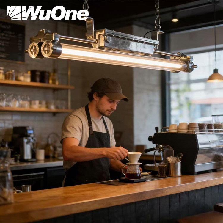 wuone灵光逸创复古工业风双管吊灯工作室餐厅酒吧设计师款铝灯具