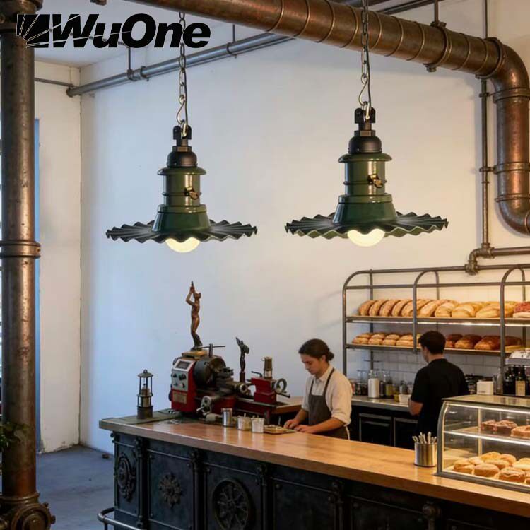 WUONE灵光逸创复古工业风格铸铝铁件陶瓷吊灯餐厅酒店酒吧个性灯
