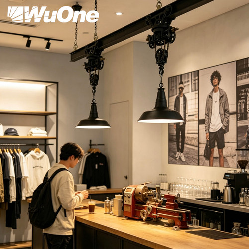 面包店餐厅吊灯金属双头铜灯罩灯