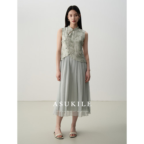 【浮光竹影】ASUKILE上心新中式国风假两件连衣裙