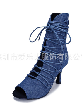现代舞高帮爵士舞靴salsa舞国标现代舞蹈交谊拉丁舞鞋软