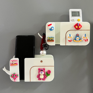 床头手机置物架充电宿舍墙上壁挂式卧室空调电视遥控器收纳盒神器