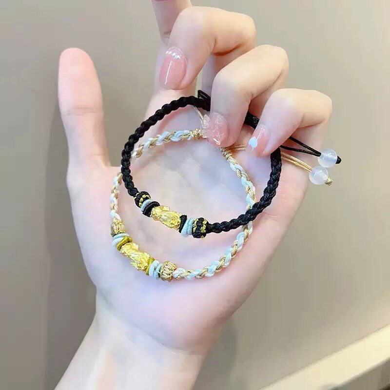 极细酒窝结纯手工编织黑色手绳半成品可加黄金吊坠转运珠硬金