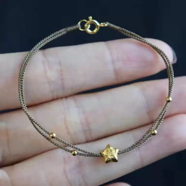 小福星黄金色星星双层手绳本命年转运珠红绳黑绳男女情侣闺蜜手链