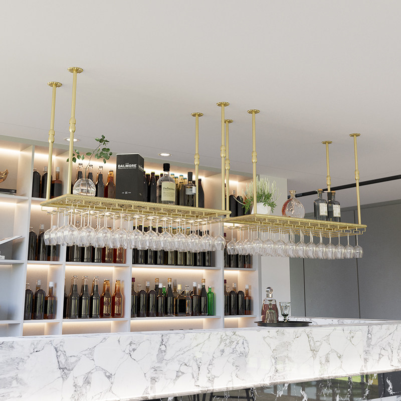 吧台悬挂酒架吊柜置物架收纳架装饰架酒柜红酒架子摆件酒杯架倒挂