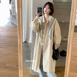IMISS-春上新韩标时尚质感包扣长款风衣R10752