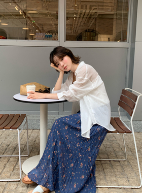 MOOTEA-韩版夏季新款女通勤百搭碎花压褶半身裙(只卖半身裙)27772