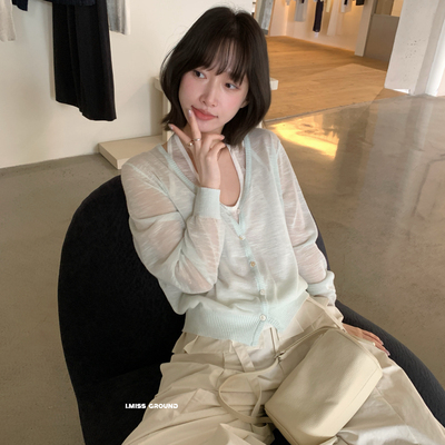 IMISS-26年春款韩标多色竹节麻丝假两件针织衫R01335