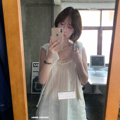 IMISS-26年早春韩标仙仙儿蕾丝拼接木耳花边叠穿连衣裙R80917