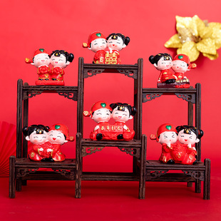 中式婚庆娃娃新娘百年好合婚房新款新郎摆件礼品
