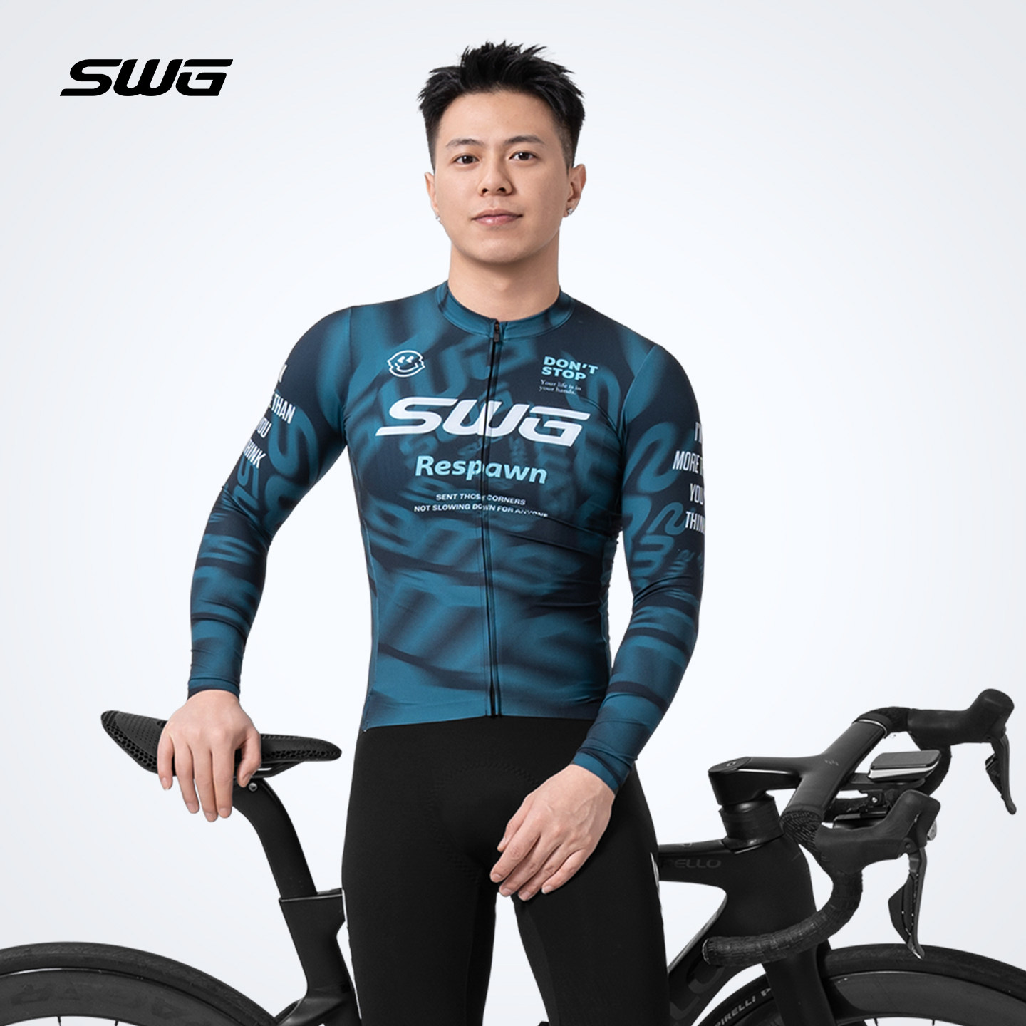 SWG铭胜长袖春秋专业骑行服男士背带长裤公路自行车透气速干套装