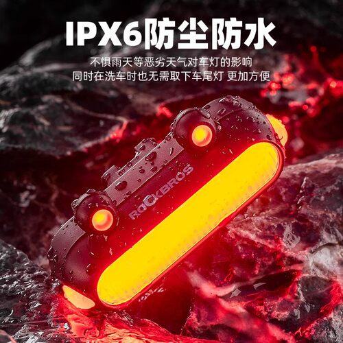 洛克兄弟自行车青蛙尾灯智能光感