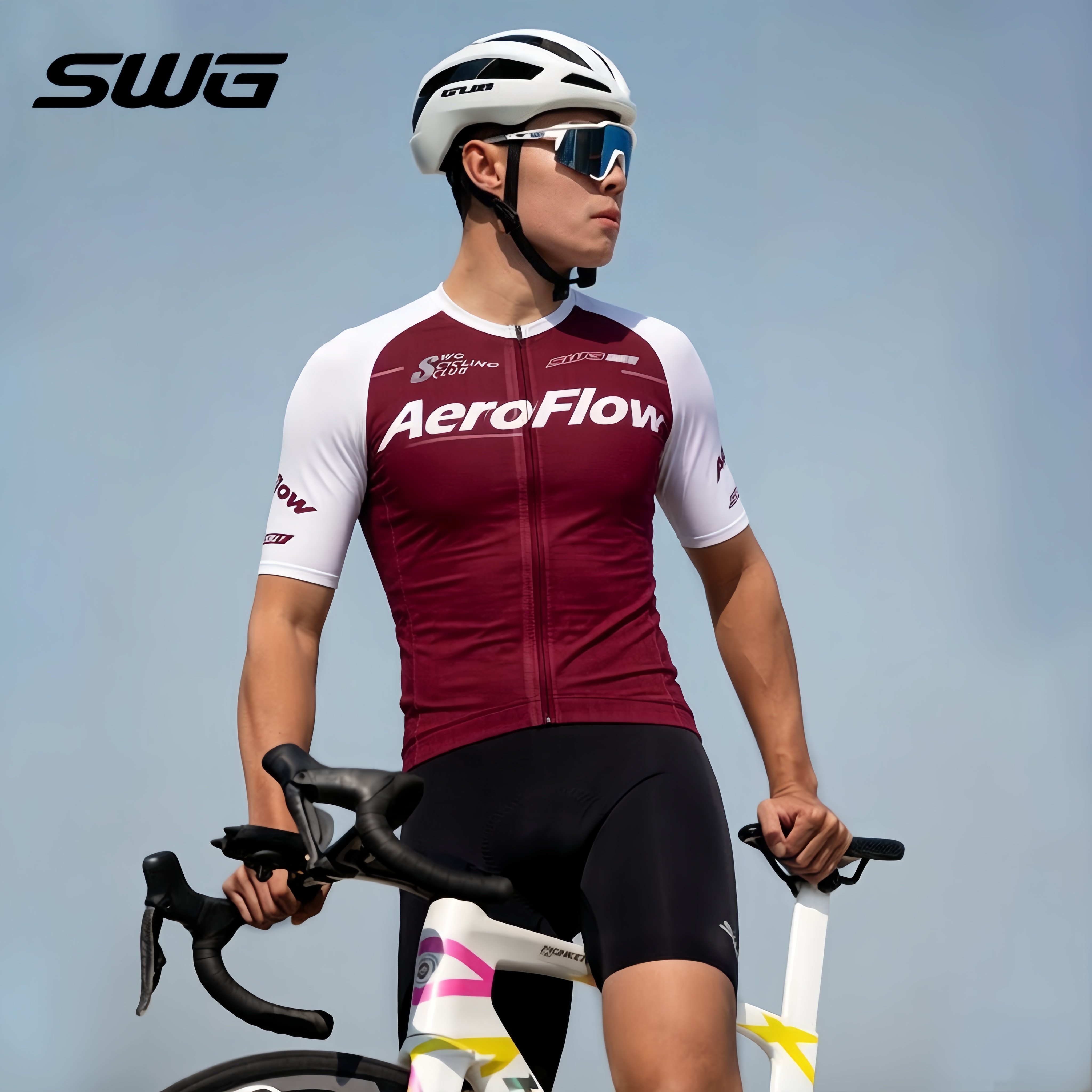 SWG铭胜骑行服短袖套装公路自行车服速干透气山地背带骑行裤上衣