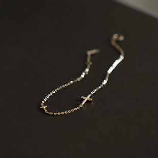 惊小鸿mini十字架镀14K金手链女纤细简约小众设计精致手工感ins风