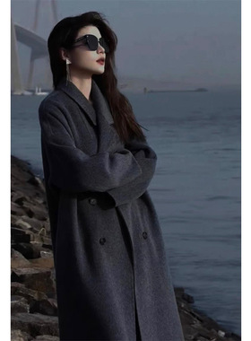 现货大码女装毛呢大衣女2025冬季新款长款过膝茧型温柔风AA25163