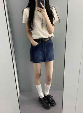 【清仓】原25.99，特12。 出口外mao水洗复古牛仔短裙