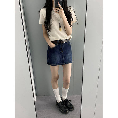 【清仓】原25.99，特12。 出口外mao水洗复古牛仔短裙