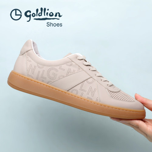 金利来男鞋 2026夏季款时尚休闲镂空鞋柔软舒适百搭杏色鞋潮流男